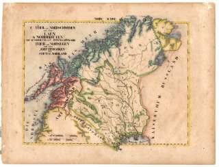 Schweden Sverige Norwegen Norge/Noreg Sweden   Lithographie Karte Map 