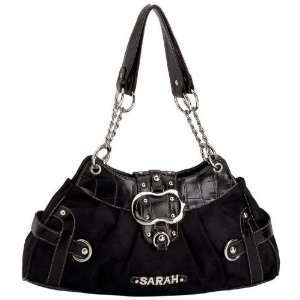  Gigi Chantaltrade Black Jacquard Handbag with Croco Trim 