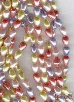 50 ~ 7x5mm PEARL DROPS   glass beads   PASTEL MIX  