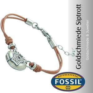 FOSSIL JF86877 Armband, Leder natur, NEU, Schlüsselloch, Schloß 