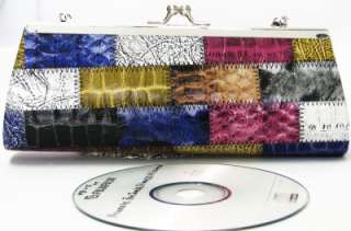 Clutch Patent Patchwork Evening Purse Pink Navy Blue NW  