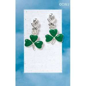  EH   C1816   Irish Shamrock Earrings with Heart Scroll 