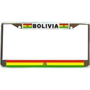 Bolivia Bolivian Flag Chrome License Plate Frame Holder
