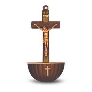  Brown Crucifix Holy Water Font 
