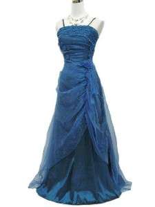   NWT Cherlone Blue Satin Beaded MOB/ Formal Evening Gown B2908  