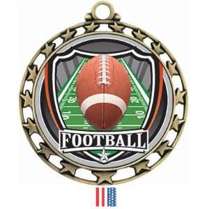   Football Star Medal W/Insert M 4401 GOLD MEDAL/FLAG RIBBON 2.5 Sports