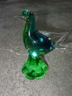 Vintage Green Murano Decorative Glass Bird  