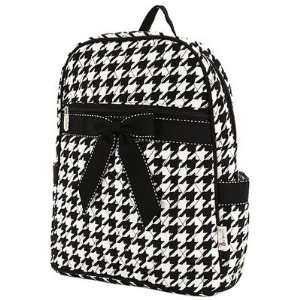  Quilted Backpack Purse  Houndstooth Black 
