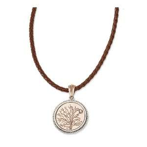  Copper tone Life&Tree Reversible Pendant 16in Necklace 