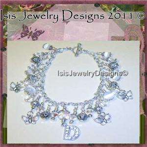 Isis Design Letter D Initial Charm Birthstone Bracelet made w 