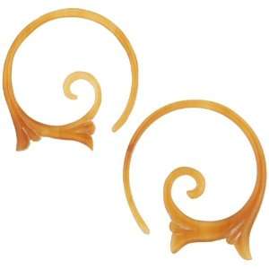  Pair of Light Horn Floral Spiral Hoops 1/2g Tawapa 