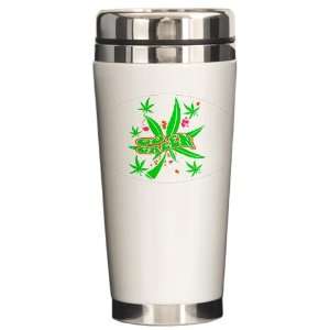  Ceramic Travel Drink Mug Marijuana Go Green Neon 