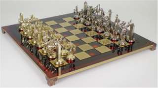 Poseidon Brass Chess Set & Board Package   Red  