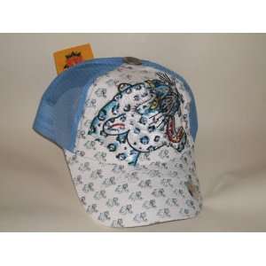 Ed Hardy Light Blue with White Albino Leopard on Front w/ Rhinestones