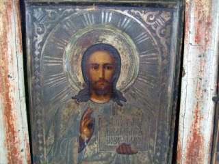 ANTIQUE RUSSIAN ORTHODOX CHRIST ICON WITH NEW COMMANDMENT  
