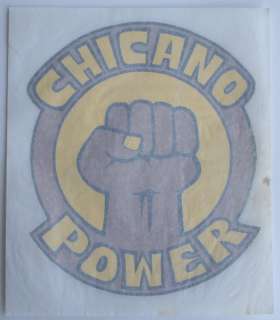   Vintage t shirt iron on~CHICANO POWER, yellow and brown  