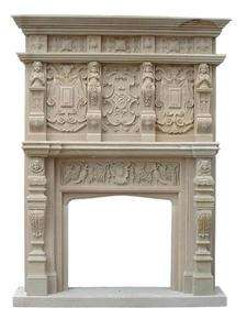 MONUMENTAL HAND CARVED MARBLE CASTLE VICTORIAN MANTEL  