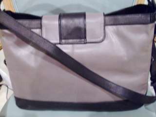 NEW KENNETH COLE NY Smooth Gray Black Leather Purse Bag Satchel Tote $ 