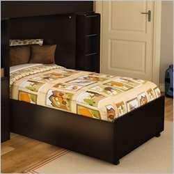South Shore Logik Twin Bed Frame Only on Casters in Chocolate Finish 