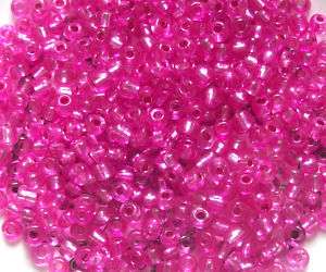 Silver Lined Hot Pink Czech Glass Seed Beads 11/0  