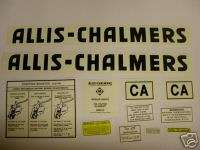 Allis Chalmers Model CA Tractor Decal Set Black NEW FREE LISTING 