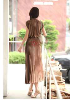 2012 Fashion Women Round Neck Boho Chiffon Maxi Long Dress Sleeveless 