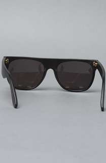 Super Sunglasses The Flat Top Sunglasses in Black Leather  Karmaloop 