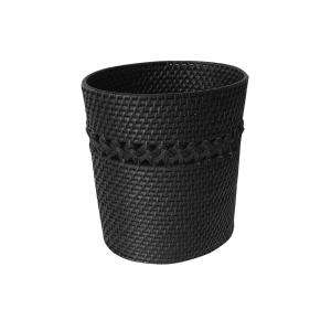   Counter Top Accessory Cane Weaved Oval Waste Basket in Dark Espresso