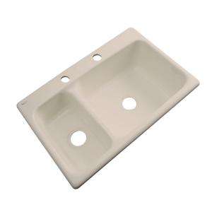   Hole Double Bowl Kitchen Sink in Candle Lyte 42205 