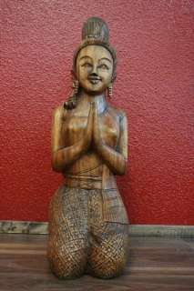 Sawadee Lady,Statue,Figur,Skulptur,Holz,Neu,Thailand  