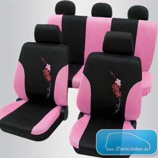 Universal Auto Sitzbezüge / Schonbezüge FLOWER Blumen schwarz / pink 
