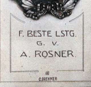   dem Sieger, darunter F. BESTE LSTG. G. v. A. ROSNER und signiert C
