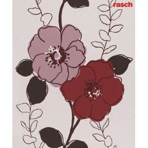 Rasch Tapete 714531 Vliestapete Blumenmotiv rot braun modern  