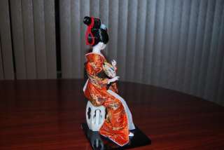 Vintage HANDMADE SILK BRODADE JAPANESE GEISHA DOLL Sitting and Holding 
