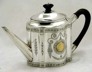 English Sterling Silver Geo III Gold Coin Inset Teapot 1786 Unique 