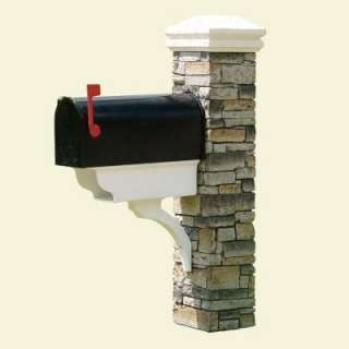   LevelGray Stacked Stone Mailbox Post, Newspaper Holder & Curved Cap