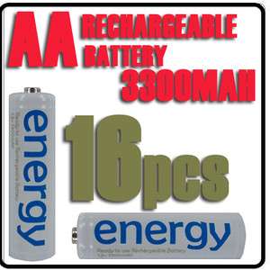 16x AA 2A 3300mAh 1.2V Ni Mh Energy White Color Rechargeable Battery 