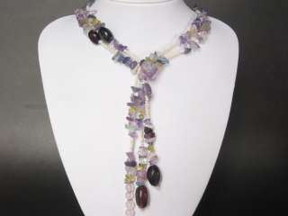 Necklace Lariat Amethyst 45 Nugget, Pearl and Chips  