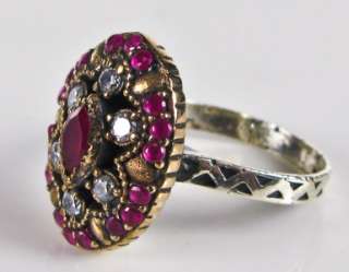 Estate Rose Gold & 925 Silver .49ctw Ruby & White Sapphire Ring, Size 