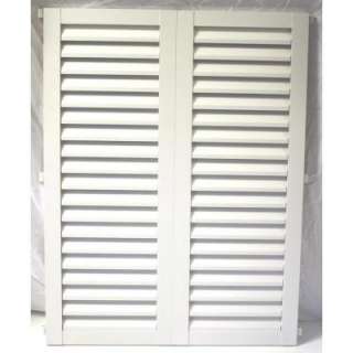 POMA 36 In. X 57.75 In. White Colonial Louvered Hurricane Shutters 