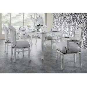 Barock Esszimmer Set Weiß/Weiß   Esstisch + 6 Stühle  