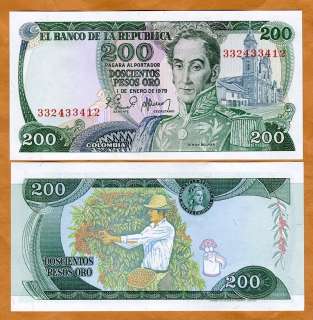Colombia, 200 Pesos Oro, 1979, P 419, UNC  