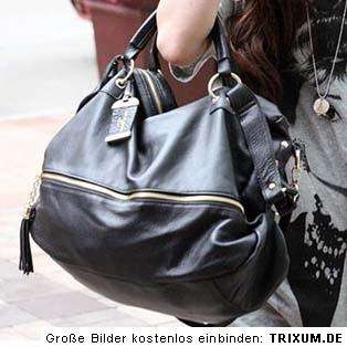 Damen Tasche Handtasche Shopper schwarz groß 38 cm  