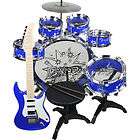   KIDS DRUM SET & ELECTRIC GUITAR MUSICAL TOY CHILDREND PLAYSET   BLUE