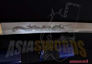 Hand Forged Japan 1095 High Carbon Steel Carving Dragon Sharp Katana 