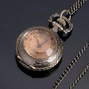 Noble Floral Engraved Ladies Necklace Pocket Watch Gift  