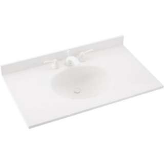 Ellipse 31 in. Solid Surface Vanity Top in White with White Basin 