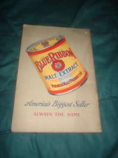 GREAT ALL COLOR 1928 BLUE RIBBON MALT EXTRACT COOKBOOK  