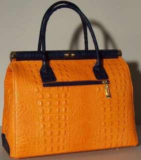NEW Genuine Italian Real Leather Hand bag A4 Purse Tote Satchel Orange 