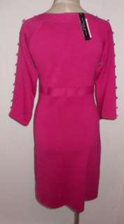   Melani Rosalind Blush Silk Knit Career Dress Button Sleeves XS $139